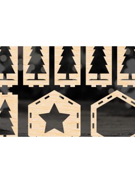 Σετ των 2 Intra απο ξύλο plywood 3mm-4mm πάχος Χριστουγεννιάτικου Φαναριού Δίασταση 15x15 cm INTRAFABR-50468860