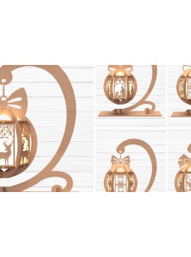 Σετ των 2 Intra απο ξύλο plywood 3mm-4mm πάχος Χριστουγεννιάτικα Φανάρια με βάσης Δίασταση 30x20 cm INTRAFABR-109860544