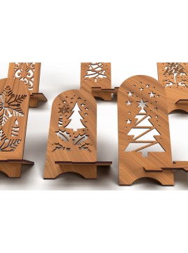 Σετ των 2 Intra απο ξύλο plywood 3mm-4mm πάχος Χριστουγεννιάτικη βάση κινητού τηλεφώνου με Δίασταση 15x15 cm INTRAFABR-79292095