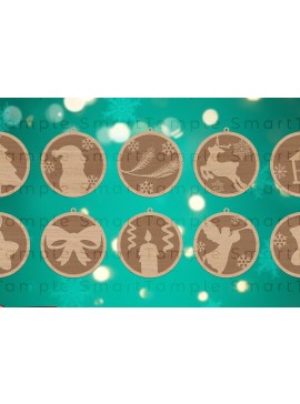 Σετ των 3 Intra απο ξύλο plywood 3mm-4mm πάχος Χριστουγεννιάτικα κοπής με λέιζερ Δίασταση 8x8 cm INTRAFABR-83711612