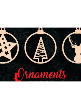 Σετ των 3 Intra απο ξύλο plywood 3mm-4mm πάχος Χριστουγεννιάτικα στολίδια κοπής με λέιζερ Δίασταση 8x8 cm INTRAFABR-6076682