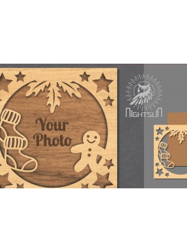 Σετ των 2 Intra απο ξύλο plywood 3mm-4mm πάχος Χριστουγεννιάτικη κορνίζα φωτογραφιών με λέιζερ 1 Δίασταση 20x30 cm INTRAFABR-112790614