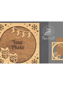 Intra απο ξύλο plywood 3mm-4mm πάχος Χριστουγεννιάτικη κορνίζα φωτογραφιών με λέιζερ 12 Δίασταση 20x30 cm INTRAFABR-112791012