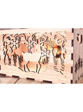 Σετ των 3 Intra απο ξύλο plywood 3mm-4mm πάχος Χριστουγεννιάτικο κουτί δώρου αποθήκευσης με 02 Δίασταση 5x5 cm INTRAFABR-107428345