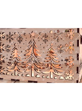 Σετ των 3 Intra απο ξύλο plywood 3mm-4mm πάχος Χριστουγεννιάτικο κουτί δώρου αποθήκευσης με 06 Δίασταση 5x5 cm INTRAFABR-107428402