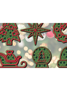 Σετ των 2 Intra απο ξύλο plywood 3mm-4mm πάχος για Χριστουγεννιάτικα πρότυπα Δίασταση 15x15 cm INTRAFABR-36304491