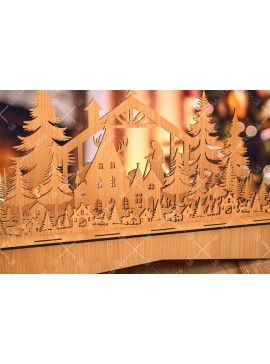 Σετ των 3 Intra απο ξύλο plywood 3mm-4mm πάχος Χριστουγεννιάτικη Ξύλινη Χωριάτικη Σκηνή Δίασταση 8x8 cm INTRAFABR-105685134