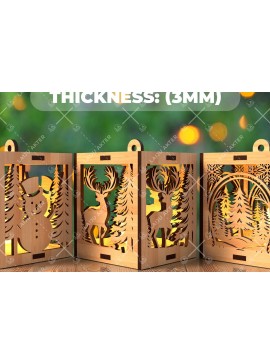 Σετ των 2 Intra απο ξύλο plywood 3mm-4mm πάχος Χριστουγεννιάτικο λαμπερό κερί  Δίασταση 15x15 cm INTRAFABR-107111801