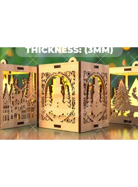 Σετ των 3 Intra απο ξύλο plywood 3mm-4mm πάχος Χριστουγεννιάτικο λαμπερό κερί  Δίασταση 15x15 cm INTRAFABR-107111810