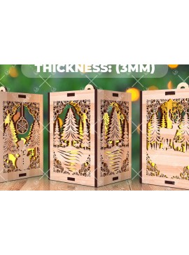 Σετ των 2 Intra απο ξύλο plywood 3mm-4mm πάχος Χριστουγεννιάτικο λαμπερό κερί  Δίασταση 15x15 cm INTRAFABR-107111821