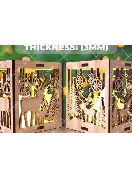 Σετ των 2 Intra απο ξύλο plywood 3mm-4mm πάχος Χριστουγεννιάτικο λαμπερό κερί  Δίασταση 15x15 cm INTRAFABR-107111791