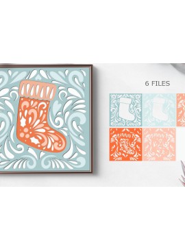 Σετ των 2 Intra απο ξύλο plywood 3mm-4mm πάχος Christmas Layered Paper Cut / Christmas Δίασταση 15x15 cm INTRAFABR-85929408