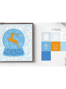 Σετ των 2 Intra απο ξύλο plywood 3mm-4mm πάχος Christmas Layered Paper Cut / Christmas Δίασταση 15x15 cm INTRAFABR-85929599