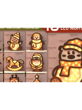 Σετ των 3 Intra απο ξύλο plywood 3mm-4mm πάχος Χριστουγεννιάτικο Led Nightlight  Δίασταση 15x15 cm INTRAFABR-107884014