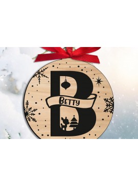 Σετ των 3 Intra απο ξύλο plywood 3mm-4mm πάχος Χριστουγεννιάτικο γράμμα Β Μονόγραμμα Στολίδι Δίασταση 8x8 cm INTRAFABR-109108443