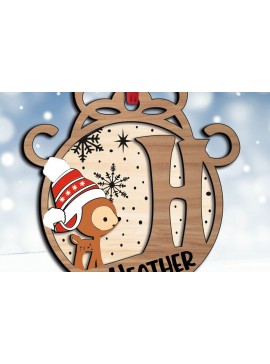 Σετ των 3 Intra απο ξύλο plywood 3mm-4mm πάχος Χριστουγεννιάτικο γράμμα H στολίδι Γιορτές Δίασταση 8x8 cm INTRAFABR-109750647