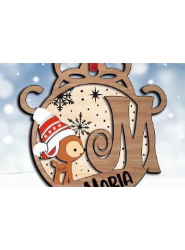 Σετ των 3 Intra απο ξύλο plywood 3mm-4mm πάχος Χριστουγεννιάτικο γράμμα M Γιορτινό στολίδι Δίασταση 8x8 cm INTRAFABR-109760391