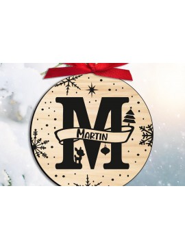 Σετ των 3 Intra απο ξύλο plywood 3mm-4mm πάχος Χριστουγεννιάτικο γράμμα Μ Μονόγραμμα Στολίδι Δίασταση 8x8 cm INTRAFABR-109299525