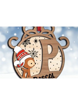 Σετ των 3 Intra απο ξύλο plywood 3mm-4mm πάχος Χριστουγεννιάτικο γράμμα P Γιορτινό στολίδι Δίασταση 8x8 cm INTRAFABR-109773855