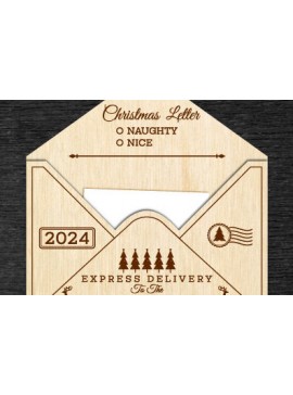 Σετ των 3 Intra απο ξύλο plywood 3mm-4mm πάχος Χριστουγεννιάτικο γράμμα στον Άγιο Βασίλη στολίδι Δίασταση 8x8 cm INTRAFABR-107903943