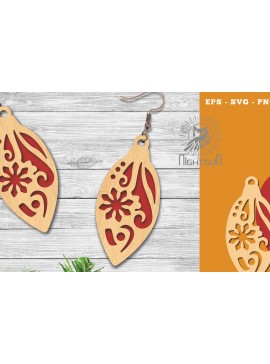 Σετ των 3 Intra απο ξύλο plywood 3mm-4mm πάχος Χριστουγεννιάτικα σκουλαρίκια κομμένα με λέιζερ 2 Δίασταση 3x3 cm INTRAFABR-112766853