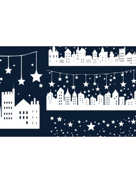 Σετ των 3 Intra απο ξύλο plywood 3mm-4mm πάχος Christmas Lighting Village Δίασταση 4x4 cm INTRAFABR-82835674