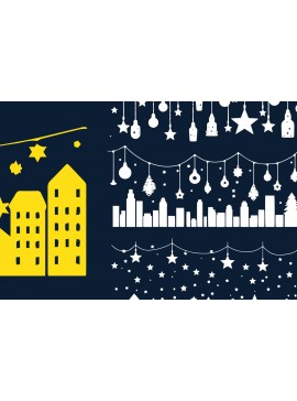 Σετ των 3 Intra απο ξύλο plywood 3mm-4mm πάχος Christmas Lighting Village Δίασταση 4x4 cm INTRAFABR-82836206