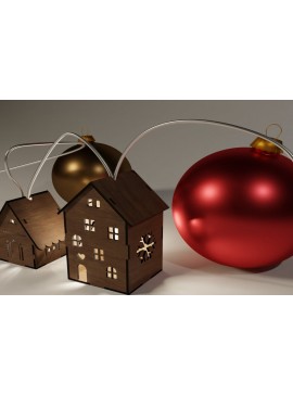 Σετ των 2 Intra απο ξύλο plywood 3mm-4mm πάχος Χριστουγεννιάτικα Φωτάκια Διακόσμηση Σπιτιών  Δίασταση 15x15 cm INTRAFABR-113819066