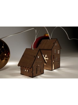 Σετ των 2 Intra απο ξύλο plywood 3mm-4mm πάχος Χριστουγεννιάτικα Φωτάκια Διακόσμηση Σπιτιών Δίασταση 15x15 cm INTRAFABR-104664372