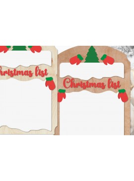Σετ των 3 Intra απο ξύλο plywood 3mm-4mm πάχος Χριστουγεννιάτικος πίνακας λίστας | Πίνακας ευχών Δίασταση 6x8 cm INTRAFABR-110370457