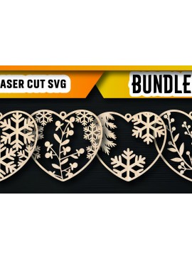 Σετ των 3 Intra απο ξύλο plywood 3mm-4mm πάχος Χριστουγεννιάτικο στολίδι αγάπης με λέιζερ Δίασταση 8x8 cm INTRAFABR-106006582