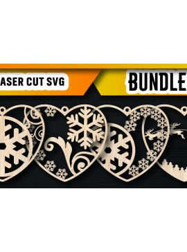 Σετ των 3 Intra απο ξύλο plywood 3mm-4mm πάχος Χριστουγεννιάτικων στολιδιών αγάπης Δίασταση 8x8 cm INTRAFABR-105875615