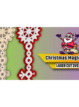 Σετ των 2 Intra απο ξύλο plywood 3mm-4mm πάχος Christmas Magic Key Lase Cut Δίασταση 15x15 cm INTRAFABR-106393634