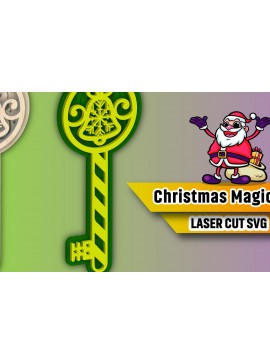Σετ των 2 Intra απο ξύλο plywood 3mm-4mm πάχος Christmas Magic Key Lase Cut Δίασταση 15x15 cm INTRAFABR-106393687