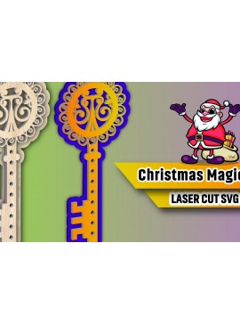 Σετ των 3 Intra απο ξύλο plywood 3mm-4mm πάχος Christmas Magic Key Lase Cut Δίασταση 15x15 cm INTRAFABR-106393768