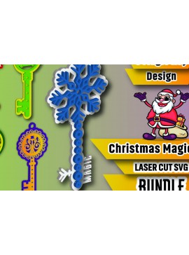 Σετ των 2 Intra απο ξύλο plywood 3mm-4mm πάχος Christmas Magic Key Lase Cut Δίασταση 15x15 cm INTRAFABR-106809352
