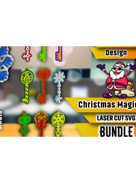 Σετ των 3 Intra απο ξύλο plywood 3mm-4mm πάχος Christmas Magic Key Lase Cut Δίασταση 15x15 cm INTRAFABR-106809496
