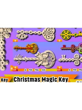 Σετ των 2 Intra απο ξύλο plywood 3mm-4mm πάχος Christmas Magic Key Lase Cut Δίασταση 15x15 cm INTRAFABR-106330232