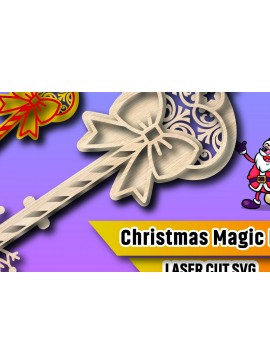 Σετ των 2 Intra απο ξύλο plywood 3mm-4mm πάχος Christmas Magic Key Lase Cut Δίασταση 15x15 cm INTRAFABR-106329902