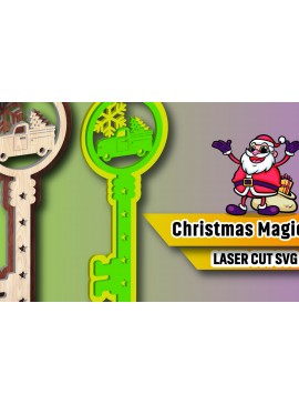 Σετ των 2 Intra απο ξύλο plywood 3mm-4mm πάχος Christmas Magic Key Lase Cut Δίασταση 15x15 cm INTRAFABR-106739150