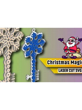 Σετ των 2 Intra απο ξύλο plywood 3mm-4mm πάχος Christmas Magic Key Lase Cut Δίασταση 15x15 cm INTRAFABR-106739210