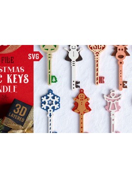 Σετ των 3 Intra απο ξύλο plywood 3mm-4mm πάχος Χριστουγεννιάτικα μαγικά κλειδιά 3D Layered Cut Δίασταση 8x8 cm INTRAFABR-20447669