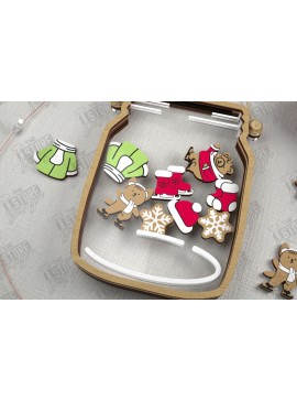 Σετ των 2 Intra απο ξύλο plywood 3mm-4mm πάχος Χριστουγεννιάτικο βάζο Mason | Πινακίδες διακοπών |CNC Δίασταση 15x15 cm INTRAFABR-109579589