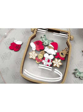 Σετ των 2 Intra απο ξύλο plywood 3mm-4mm πάχος Χριστουγεννιάτικο βάζο Mason | Πινακίδες διακοπών |CNC Δίασταση 15x15 cm INTRAFABR-109579594