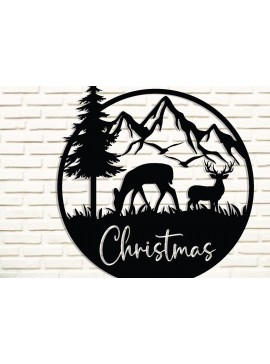 Σετ των 2 Intra απο ξύλο plywood 3mm-4mm πάχος Χριστουγεννιάτικα κοπής με λέιζερ μεταλλικών τοίχων Δίασταση 40x40 cm INTRAFABR-84385265