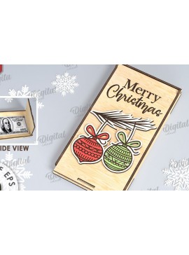 Σετ των 2 Intra απο ξύλο plywood 3mm-4mm πάχος Χριστουγεννιάτικο Money Box Σχέδιο κοπής με λέιζερ Δίασταση 15x15 cm INTRAFABR-109501506