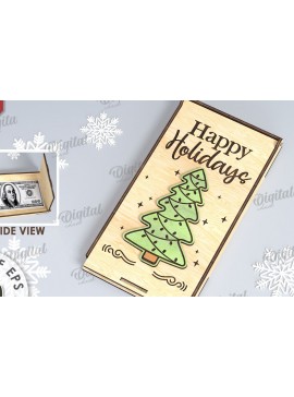 Σετ των 2 Intra απο ξύλο plywood 3mm-4mm πάχος Χριστουγεννιάτικο Money Box Σχέδιο κοπής με λέιζερ Δίασταση 15x15 cm INTRAFABR-109501643