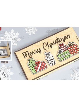 Σετ των 2 Intra απο ξύλο plywood 3mm-4mm πάχος Χριστουγεννιάτικο Money Box Σχέδιο κοπής με λέιζερ Δίασταση 15x15 cm INTRAFABR-109502001