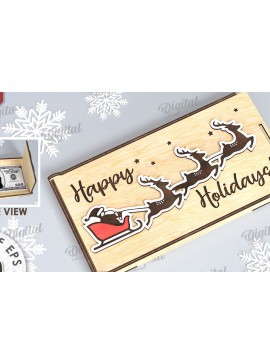 Σετ των 2 Intra απο ξύλο plywood 3mm-4mm πάχος Χριστουγεννιάτικο Money Box Σχέδιο κοπής με λέιζερ Δίασταση 15x15 cm INTRAFABR-109502206