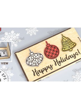 Σετ των 3 Intra απο ξύλο plywood 3mm-4mm πάχος Χριστουγεννιάτικο Money Box Σχέδιο κοπής με λέιζερ Δίασταση 15x15 cm INTRAFABR-109502269